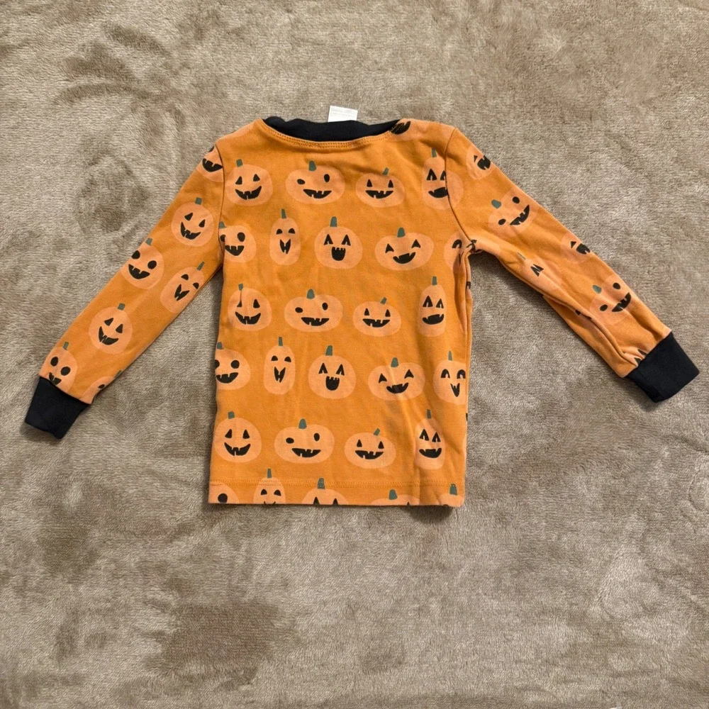 Pottery Barn Kids Pumpkin Organic Cotton Pajama Set Orange Black Toddler 2T